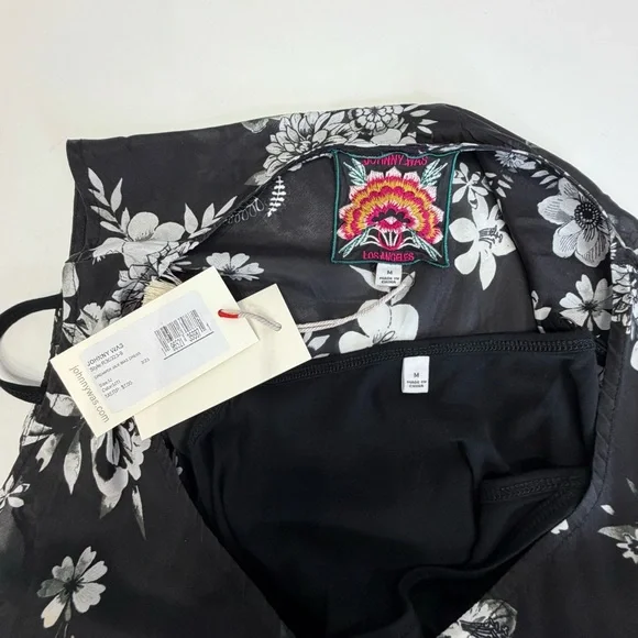 Johnny Was Dreamer Silk Bias Floral Black & White Maxi Dress. Size M. NEW w/tags - Picture 5 of 6